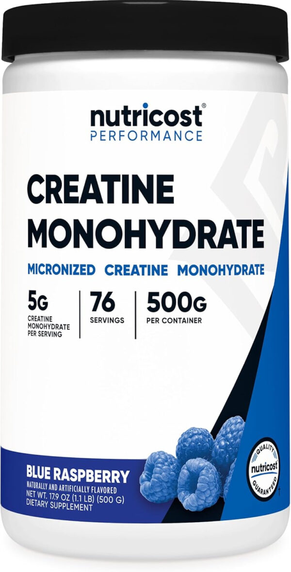 Nutricost Creatine Monohydrate Micronized Powder 500G, 5000mg Per Serv (5g) - 100 Servings, 17.9 Oz