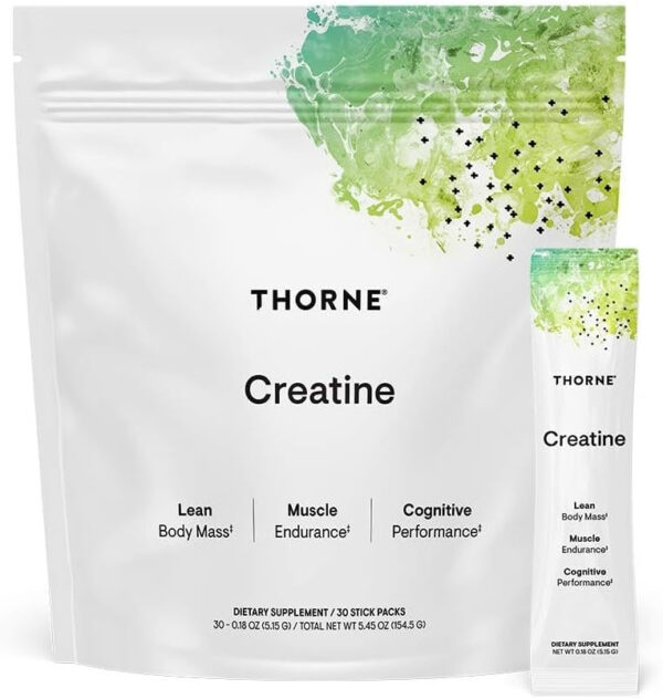 THORNE Creatine - Micronized Creatine Monohydrate Powder, Amino Acid Support for Muscles, Cellular Energy & Cognitive Function* - Unflavored - NSF Certified for Sport - 5 g per Serving - 90 Servings