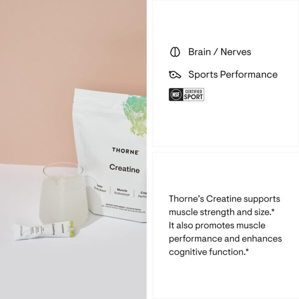 THORNE Creatine - Micronized Creatine Monohydrate Powder, Amino Acid Support for Muscles, Cellular Energy & Cognitive Function* - Unflavored - NSF Certified for Sport - 5 g per Serving - 90 Servings