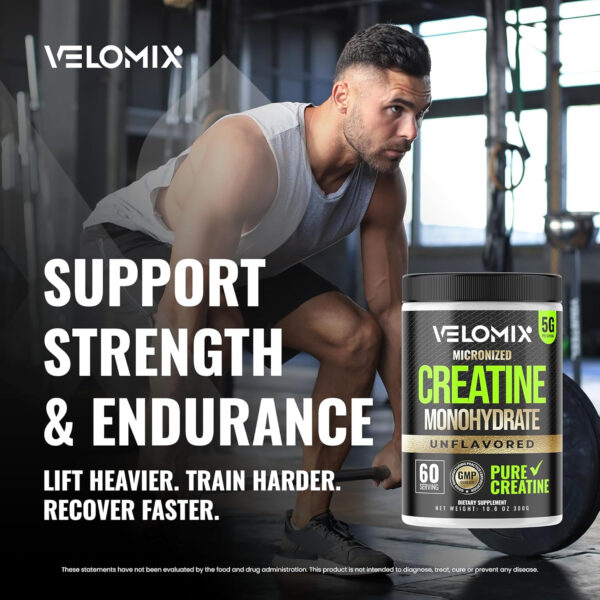 Micronized Creatine Monohydrate Powder - Unflavored and Easy to Mix | Supports Muscle Growth, Recovery, and Strength | 5000mg Per Serv (5g) - 60 Servings