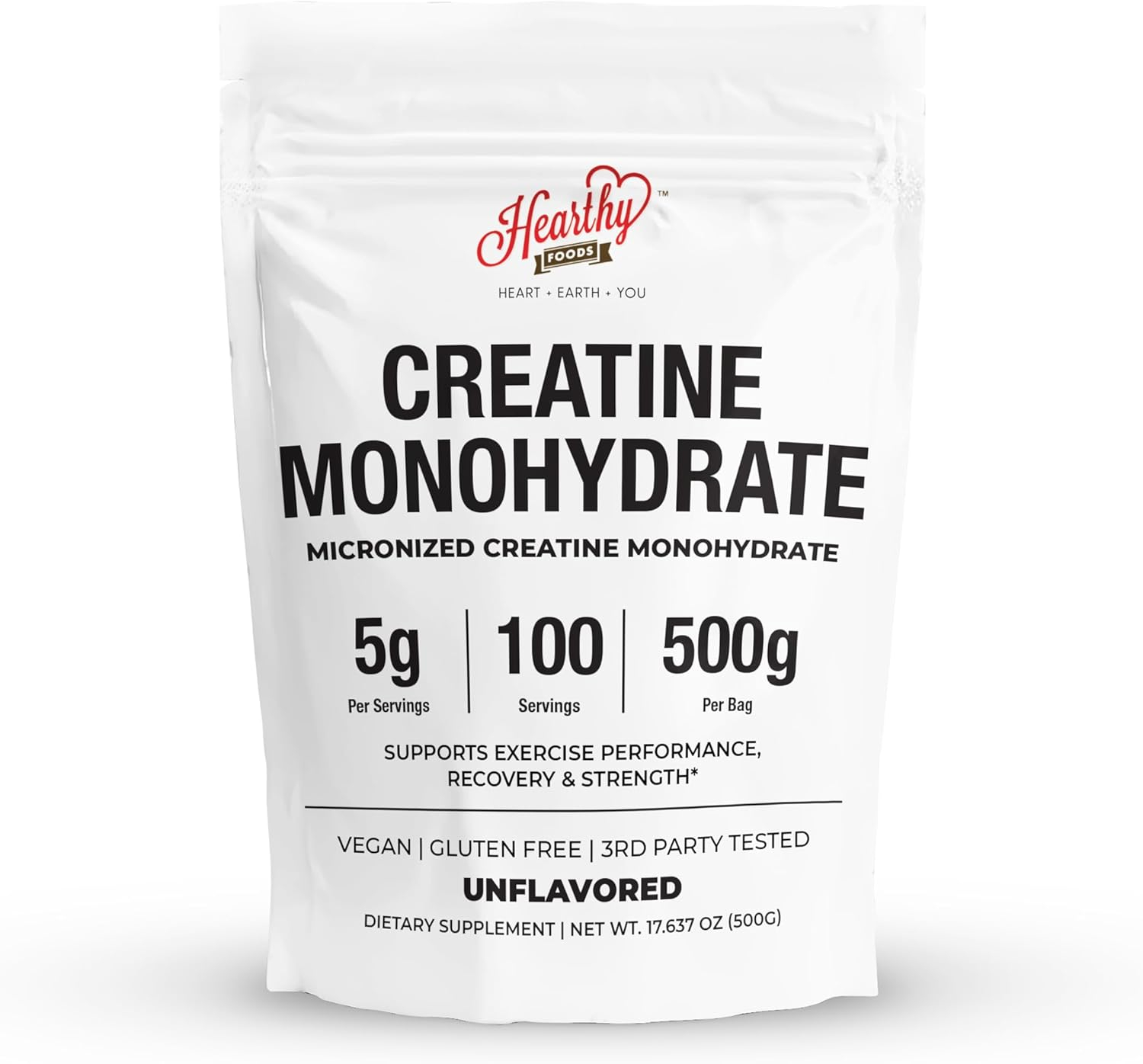 Creatine Monohydrate Micronized Powder 500G - 100 Servings, 5000mg Per Serving (5g) - 17.64 Oz for Men & Women Muscle Growth & Recovery - UNFLAVORED
