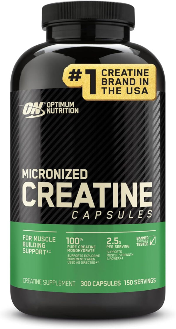 Optimum Nutrition Micronized Creatine Monohydrate Capsules, Keto Friendly, 2500mg, 200 Capsules (Packaging May Vary)
