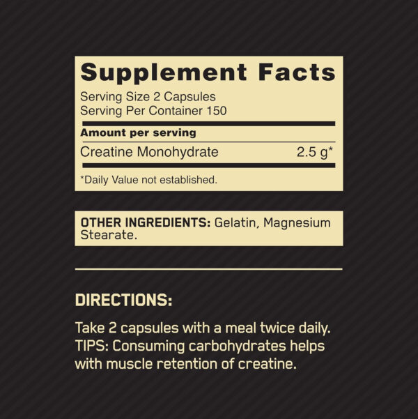 Optimum Nutrition Micronized Creatine Monohydrate Capsules, Keto Friendly, 2500mg, 200 Capsules (Packaging May Vary)