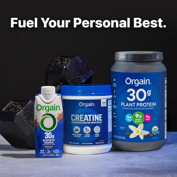 Orgain Creatine Monohydrate Micronized Powder, Unflavored, Supports Muscle Growth, Post Workout Recovery and Brain Health, No Artificial Additives, for Men & Women, 100 Servings