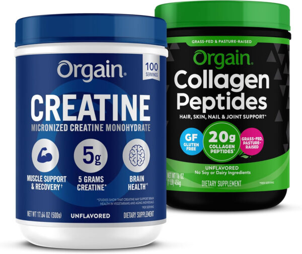 Orgain Creatine Monohydrate Micronized Powder, Unflavored, Supports Muscle Growth, Post Workout Recovery and Brain Health, No Artificial Additives, for Men & Women, 100 Servings