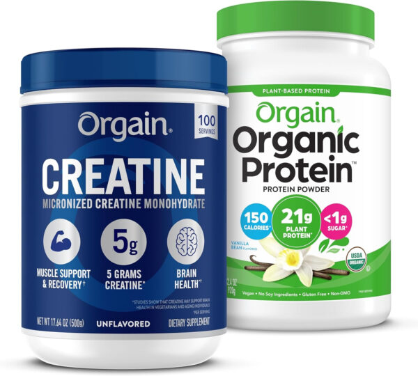 Orgain Creatine Monohydrate Micronized Powder, Unflavored, Supports Muscle Growth, Post Workout Recovery and Brain Health, No Artificial Additives, for Men & Women, 100 Servings