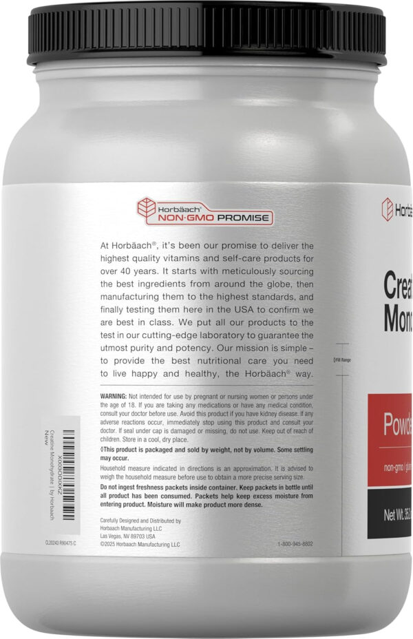 Horbaach Creatine Monohydrate Powder | 2.2 lbs (1kg) | for Women and Men | 200 Servings | Micronized & Unflavored | Vegetarian, Non-GMO & Gluten Free Supplement