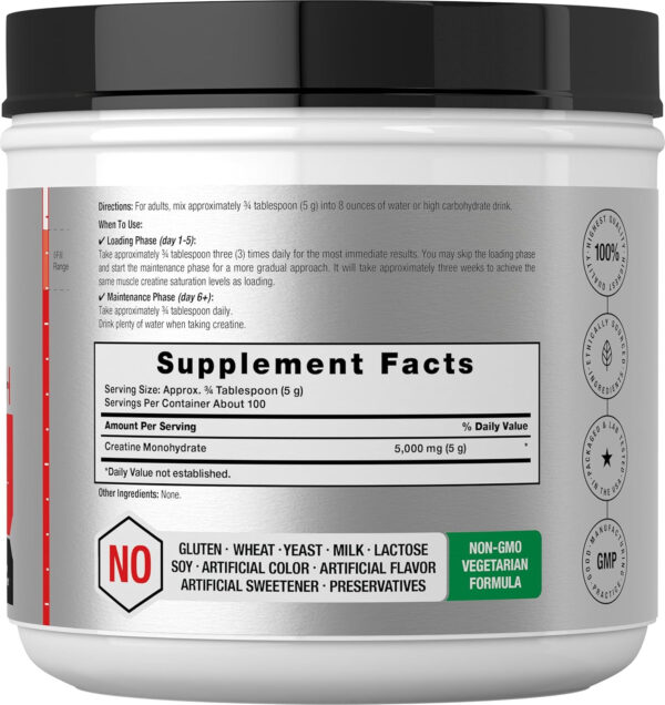 Horbaach Creatine Monohydrate Powder | 2.2 lbs (1kg) | for Women and Men | 200 Servings | Micronized & Unflavored | Vegetarian, Non-GMO & Gluten Free Supplement