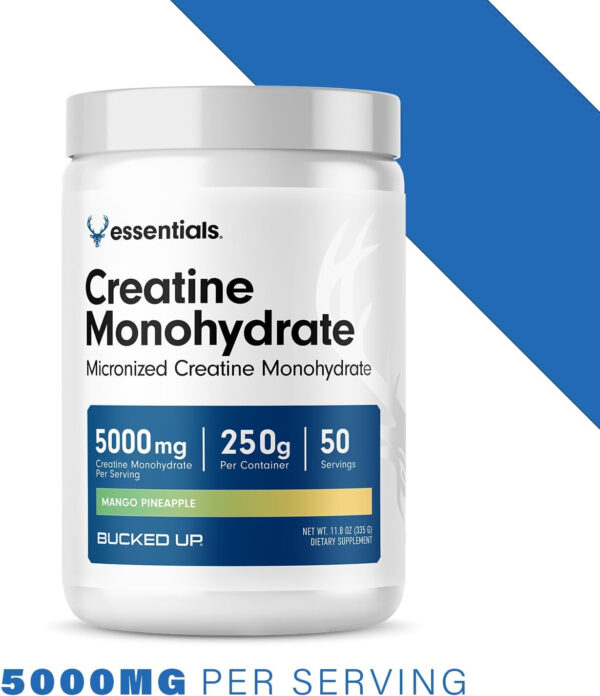 6895a6f6d33f6ed7f39b7829bf191971816516c97752395e434dd.jpg Bucked Up Pure Micronized Creatine Monohydrate for Women and Men - Easy to Mix and Unflavored - 5G Per Serving - 50 Servings - 250 Grams Per Container