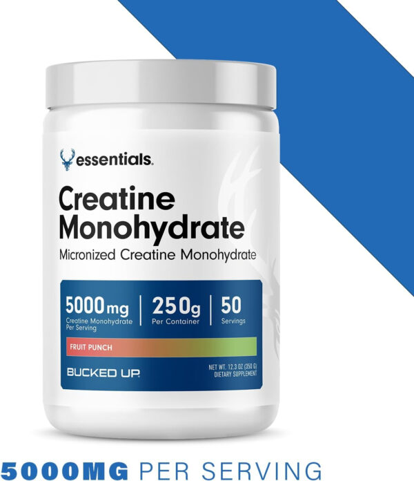 6895a701cbb02c6021d5552da51d1c9d48e9877584dd0fd467d76.jpg Bucked Up Pure Micronized Creatine Monohydrate for Women and Men - Easy to Mix and Unflavored - 5G Per Serving - 50 Servings - 250 Grams Per Container