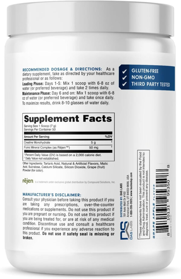 6895a708da4a0082d7ea62dc75a36b82ac9cad5662405116a6b27.jpg Bucked Up Pure Micronized Creatine Monohydrate for Women and Men - Easy to Mix and Unflavored - 5G Per Serving - 50 Servings - 250 Grams Per Container