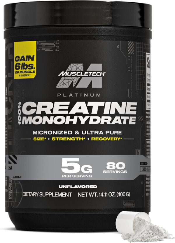6895a74ae896e249f05f30b8cdeef866d8641b61229c882b96ad7.jpg Muscletech Creatine Monohydrate Powder, Platinum Pure - Unflavored Micronized Creatine Powder for Men & Women - Workout Supplements for Performance, Muscle Recovery & Builder - (80 Servings)