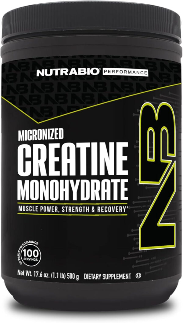 NutraBio Pure Micronized Creatine Monohydrate Powder Supplement, Unflavored, (500 g) - Supports Bulk Muscle Energy, Recovery, and Strength - HPLC Tested Creatine Powder Supplement for Men and Women