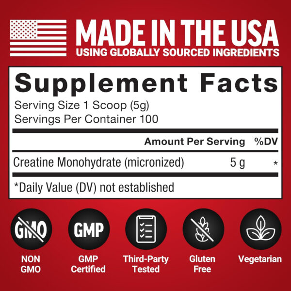 6895a8fb268c6bd049abfed0546eb77b39b22420ddc73b7100691.jpg FORCE FACTOR Creatine Monohydrate Powder, 5g Micronized Dose to Support Muscle Growth, Strength, Recovery, Cognitive Health & Memory, Unflavored, 100 Servings