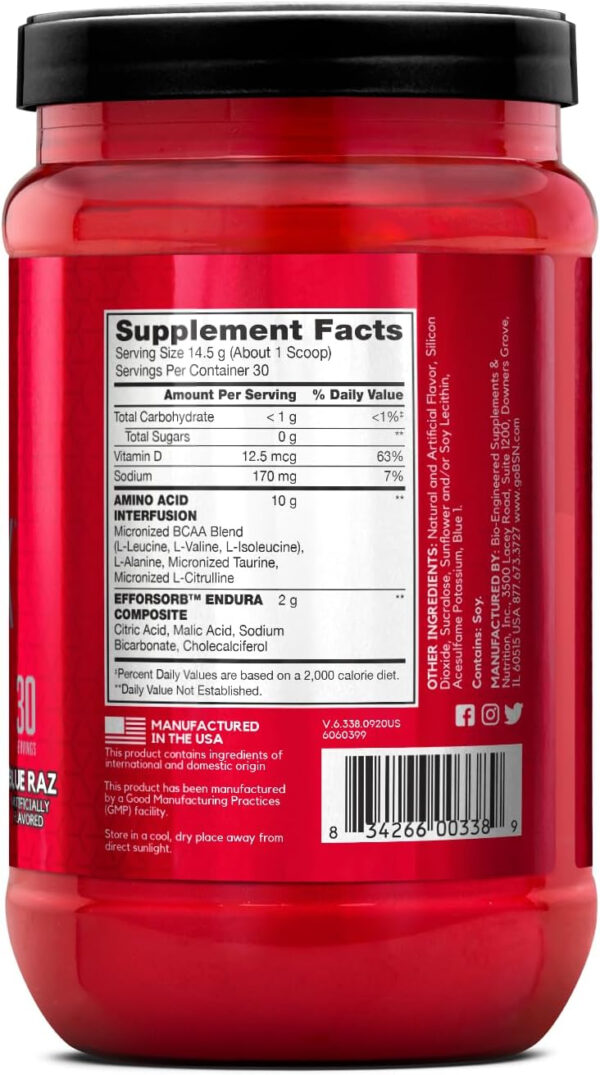 BSN Amino X Muscle Recovery & Endurance Powder with BCAAs, Intra Workout Support, 10 Grams of Amino Acids, Keto Friendly, Caffeine Free, Flavor: Fruit Punch, 30 servings (Packaging May Vary)