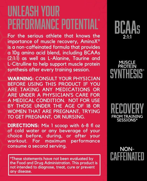 BSN Amino X Muscle Recovery & Endurance Powder with BCAAs, Intra Workout Support, 10 Grams of Amino Acids, Keto Friendly, Caffeine Free, Flavor: Fruit Punch, 30 servings (Packaging May Vary)
