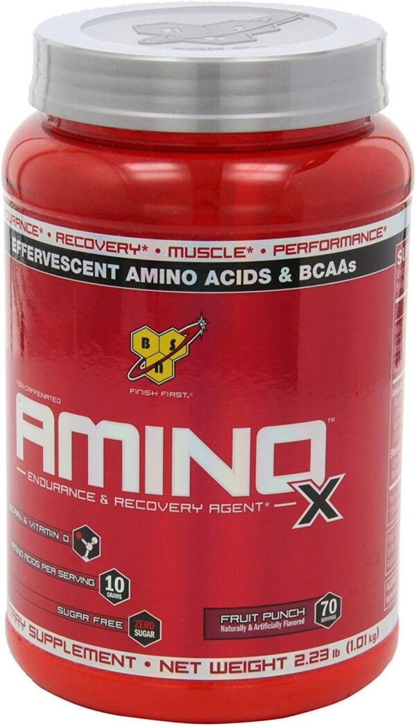 BSN Amino X Muscle Recovery & Endurance Powder with BCAAs, Intra Workout Support, 10 Grams of Amino Acids, Keto Friendly, Caffeine Free, Flavor: Fruit Punch, 30 servings (Packaging May Vary)