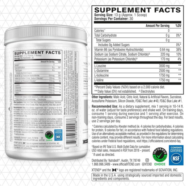 Xtend XTEND Original BCAA Powder 7g BCAA and 2.5g L-Glutamine, Sugar Free Post Workout Muscle Recovery Drink with Amino Acids for Men & Women, 30 Servings