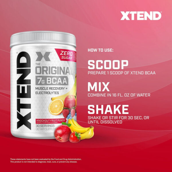 Xtend XTEND Original BCAA Powder 7g BCAA and 2.5g L-Glutamine, Sugar Free Post Workout Muscle Recovery Drink with Amino Acids for Men & Women, 30 Servings