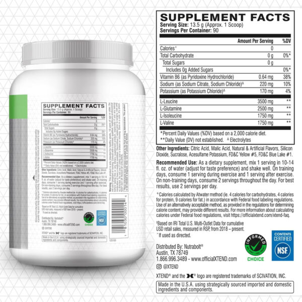 Xtend XTEND Original BCAA Powder 7g BCAA and 2.5g L-Glutamine, Sugar Free Post Workout Muscle Recovery Drink with Amino Acids for Men & Women, 30 Servings