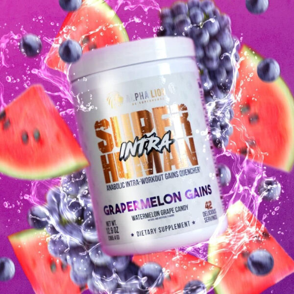 ALPHA LION Superhuman Intra Workout Powder for Men & Women, Amino Acids Drink, Muscle Recovery Supplement, BCAA Powder, Electrolytes & Hydration Mix (42 Servings, Watermelon Grape Candy Flavor)