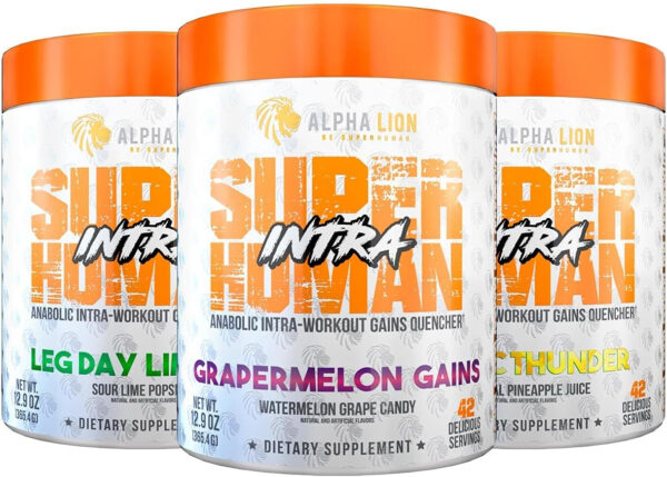ALPHA LION Superhuman Intra Workout Powder for Men & Women, Amino Acids Drink, Muscle Recovery Supplement, BCAA Powder, Electrolytes & Hydration Mix (42 Servings, Watermelon Grape Candy Flavor)