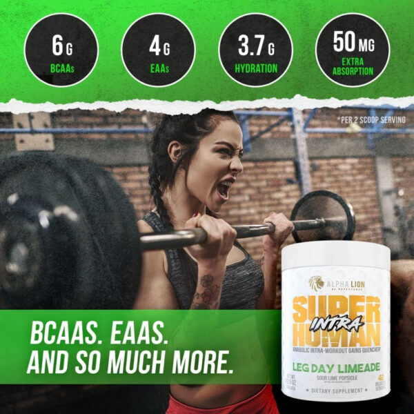 ALPHA LION Superhuman Intra Workout Powder for Men & Women, Amino Acids Drink, Muscle Recovery Supplement, BCAA Powder, Electrolytes & Hydration Mix (42 Servings, Watermelon Grape Candy Flavor)