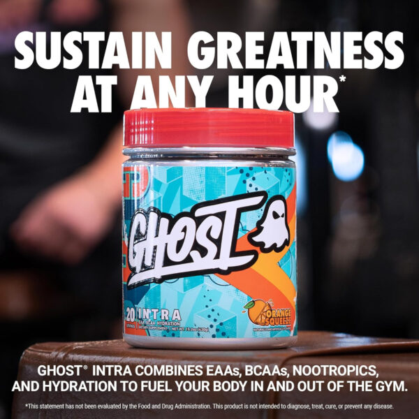 GHOST Intra Workout Powder, Orange Squeeze - BCAAs, & EAAs, Nootropics & Hydration - Essential & Branch Chain Amino Acids Supports Muscle Recovery & Focus - Pre, Intra & Post Workout Powders