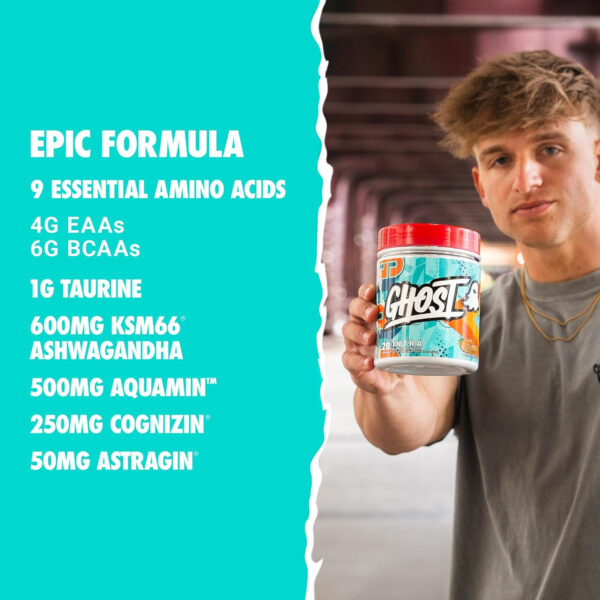 GHOST Intra Workout Powder, Orange Squeeze - BCAAs, & EAAs, Nootropics & Hydration - Essential & Branch Chain Amino Acids Supports Muscle Recovery & Focus - Pre, Intra & Post Workout Powders