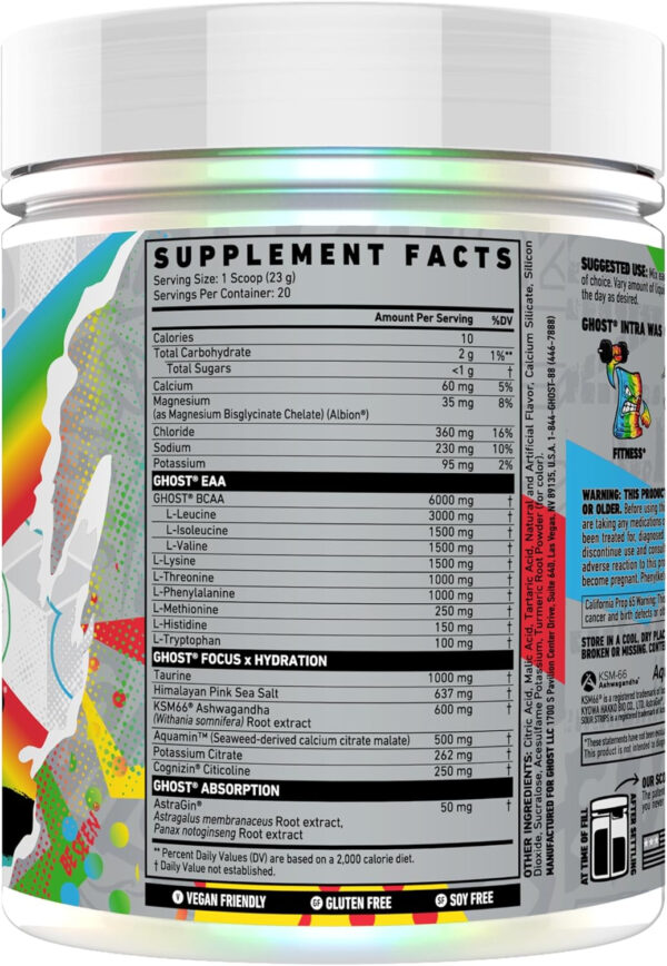 GHOST Intra Workout Powder, Orange Squeeze - BCAAs, & EAAs, Nootropics & Hydration - Essential & Branch Chain Amino Acids Supports Muscle Recovery & Focus - Pre, Intra & Post Workout Powders