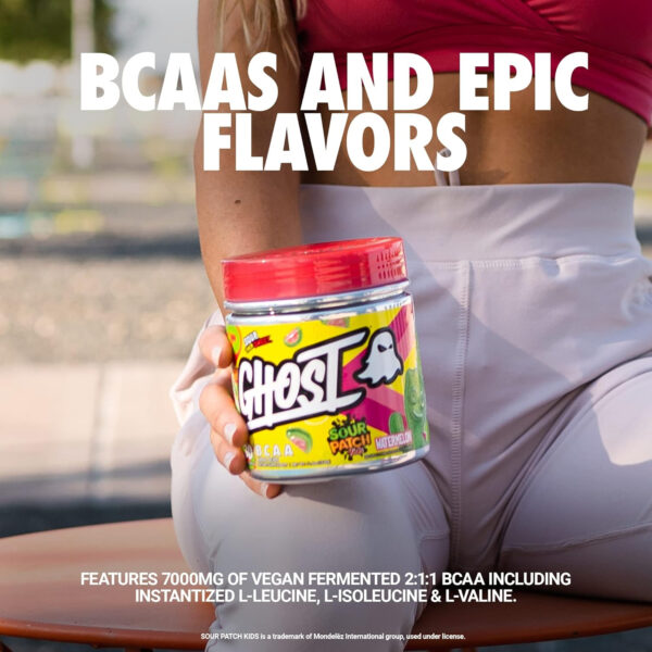 GHOST BCAA Powder Amino Acids Supplement, Kiwi Strawberry - 30 Servings - Sugar-Free Intra, Post & Pre Workout Amino Powder & Recovery Drink, 7G BCAA