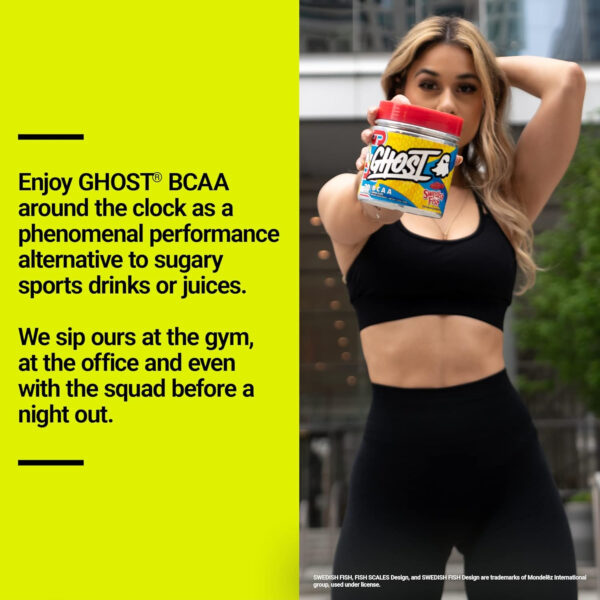 GHOST BCAA Powder Amino Acids Supplement, Kiwi Strawberry - 30 Servings - Sugar-Free Intra, Post & Pre Workout Amino Powder & Recovery Drink, 7G BCAA