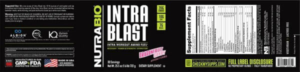 6895b1aae6f1fd4f5fce4ac03c44bb2f249a385f81f627d6a510c.jpg NutraBio Intra Blast Bcaa Powder Amino Acid Supplement, Electrolyte & Hydration Blend, Intra, Pre Workout & Muscle Recovery, 20g Eaa Amino Acids Powder, 5g Glutamine- Strawberry Lemon Bomb, 30 Serving