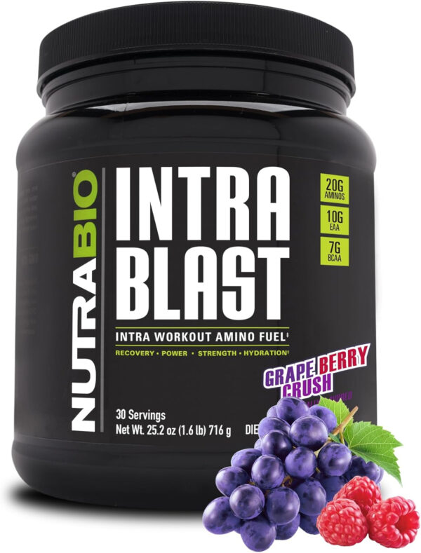 6895b1abbca75ff119de0831ec7c7933a6eaaa2fb7d03dee857bd.jpg NutraBio Intra Blast Bcaa Powder Amino Acid Supplement, Electrolyte & Hydration Blend, Intra, Pre Workout & Muscle Recovery, 20g Eaa Amino Acids Powder, 5g Glutamine- Strawberry Lemon Bomb, 30 Serving