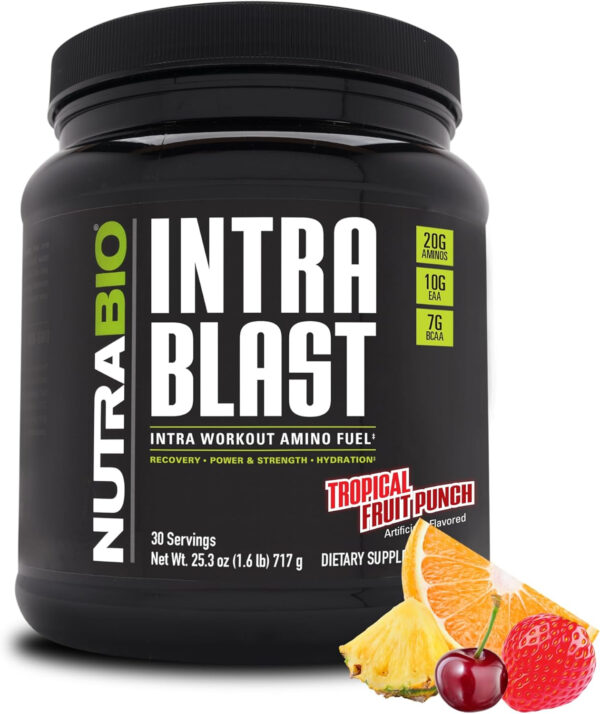 6895b1bc2f416e1ba28df6139990c39f80abe713035e521248372.jpg NutraBio Intra Blast Bcaa Powder Amino Acid Supplement, Electrolyte & Hydration Blend, Intra, Pre Workout & Muscle Recovery, 20g Eaa Amino Acids Powder, 5g Glutamine- Strawberry Lemon Bomb, 30 Serving
