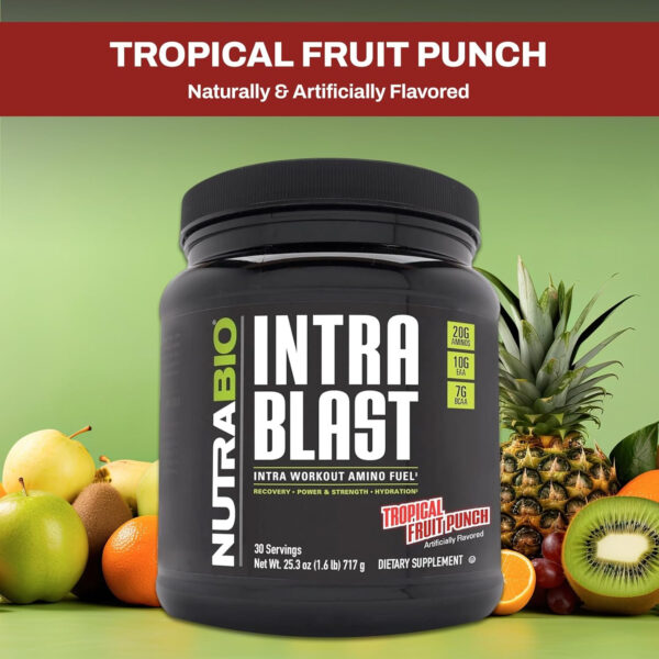 6895b1bee6fcb1c14ae2b4a2f13fce68b9f9e8008f4536358c2c7.jpg NutraBio Intra Blast Bcaa Powder Amino Acid Supplement, Electrolyte & Hydration Blend, Intra, Pre Workout & Muscle Recovery, 20g Eaa Amino Acids Powder, 5g Glutamine- Strawberry Lemon Bomb, 30 Serving