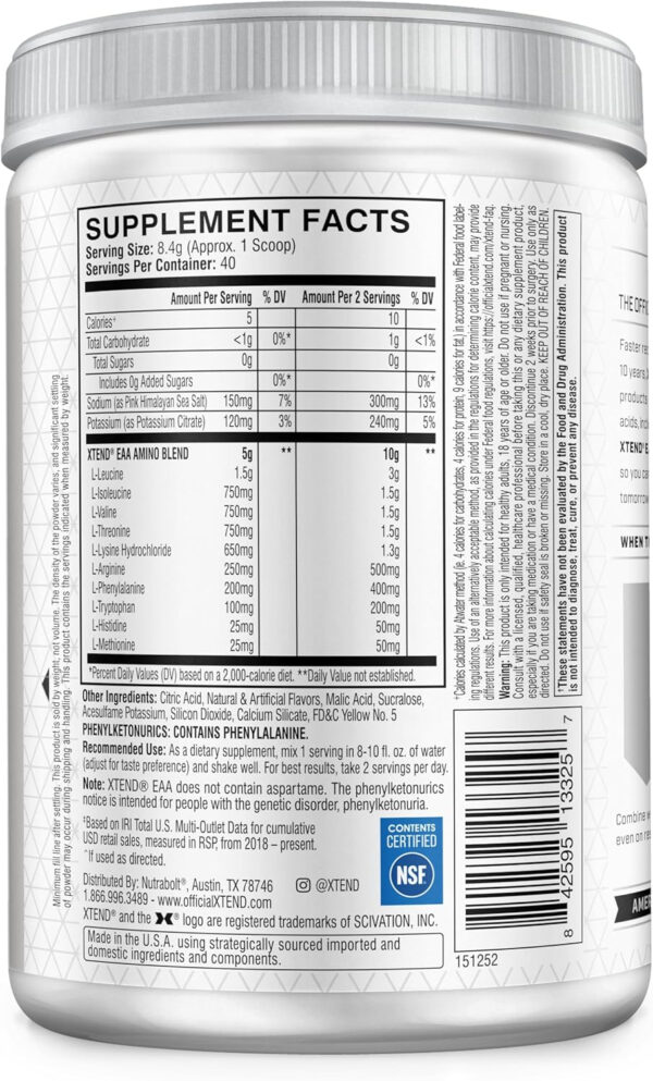 Scivation XTEND EAA + BCAA Powder | Muscle Recovery & Lean Muscle Growth | 9 Essential Amino Acids for Intra Workout or Post Workout Recovery | 10g EAAs Per 2 Servings | Mango 40 Servings