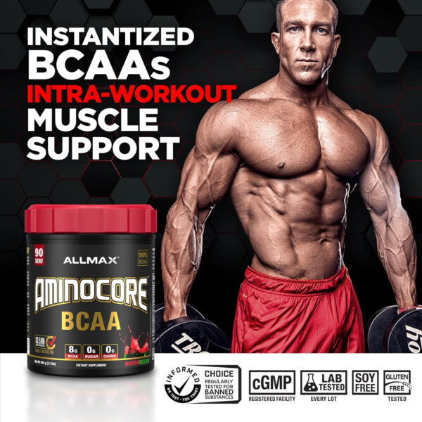ALLMAX Nutrition AMINOCORE BCAA Powder, 8.18 Grams of Amino Acids, Intra and Post Workout Recovery Drink, Gluten Free, Pineapple Mango, 315 g