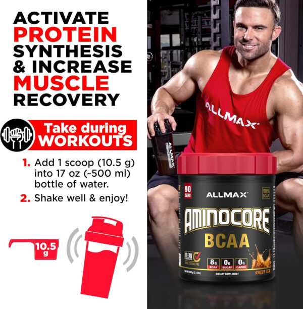 ALLMAX Nutrition AMINOCORE BCAA Powder, 8.18 Grams of Amino Acids, Intra and Post Workout Recovery Drink, Gluten Free, Pineapple Mango, 315 g