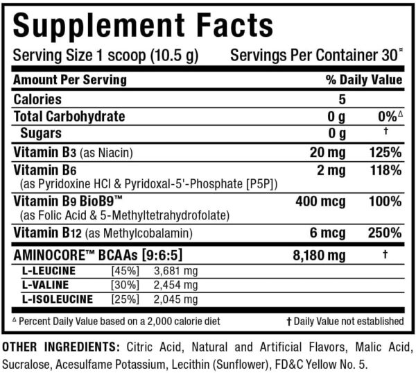 ALLMAX Nutrition AMINOCORE BCAA Powder, 8.18 Grams of Amino Acids, Intra and Post Workout Recovery Drink, Gluten Free, Pineapple Mango, 315 g