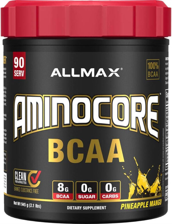 ALLMAX Nutrition AMINOCORE BCAA Powder, 8.18 Grams of Amino Acids, Intra and Post Workout Recovery Drink, Gluten Free, Pineapple Mango, 315 g