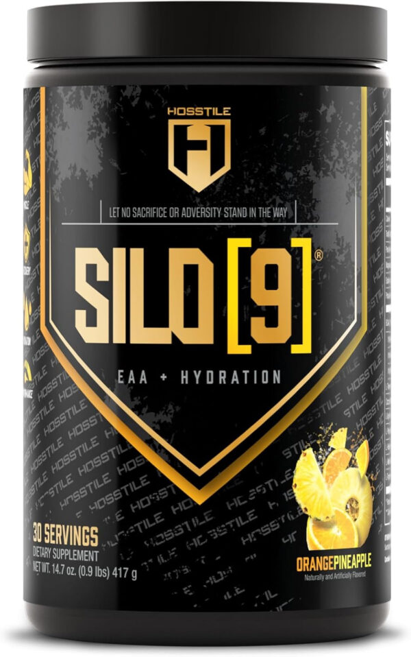 HOSSTILE SILO[9] Essential Amino Acids, EAA & BCAA Powder, Electrolyte Hydration Support, Enhance Muscle Recovery, Build Lean Muscle, Pre or Post Workout Drink, Blueberry Lemonade, 30 Servings