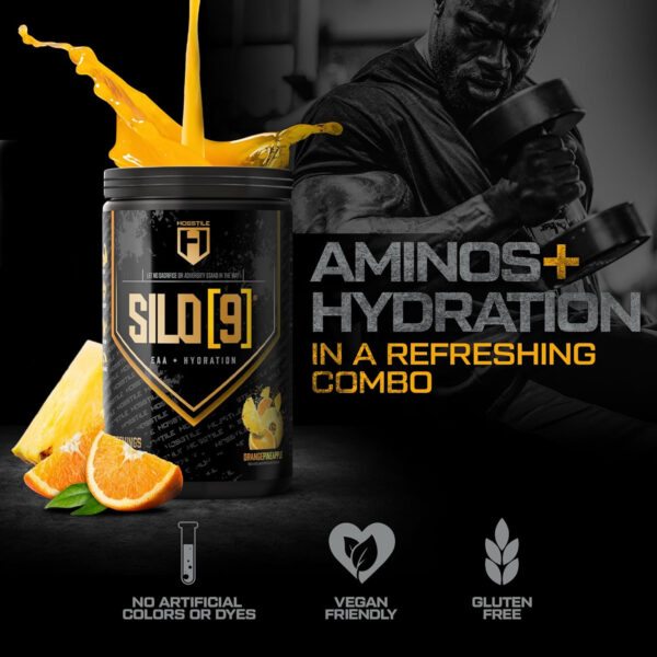 HOSSTILE SILO[9] Essential Amino Acids, EAA & BCAA Powder, Electrolyte Hydration Support, Enhance Muscle Recovery, Build Lean Muscle, Pre or Post Workout Drink, Blueberry Lemonade, 30 Servings