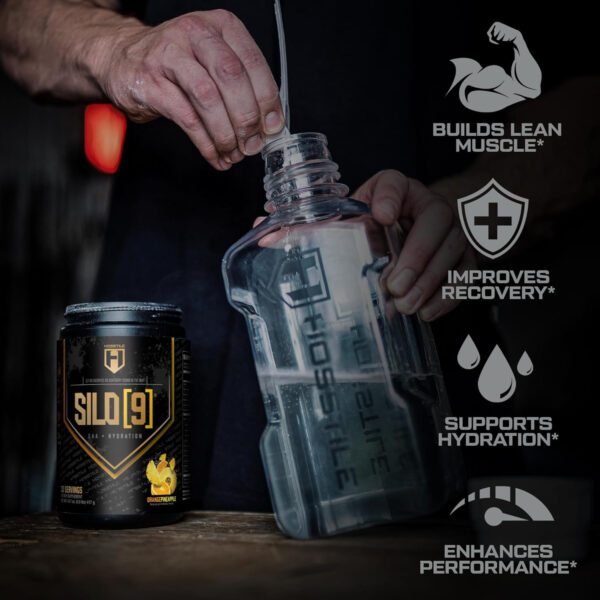 HOSSTILE SILO[9] Essential Amino Acids, EAA & BCAA Powder, Electrolyte Hydration Support, Enhance Muscle Recovery, Build Lean Muscle, Pre or Post Workout Drink, Blueberry Lemonade, 30 Servings