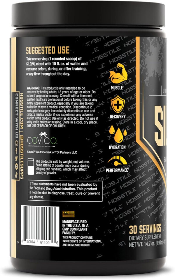 HOSSTILE SILO[9] Essential Amino Acids, EAA & BCAA Powder, Electrolyte Hydration Support, Enhance Muscle Recovery, Build Lean Muscle, Pre or Post Workout Drink, Blueberry Lemonade, 30 Servings