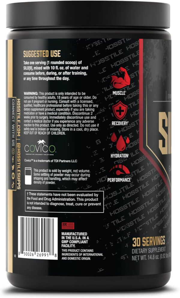 HOSSTILE SILO[9] Essential Amino Acids, EAA & BCAA Powder, Electrolyte Hydration Support, Enhance Muscle Recovery, Build Lean Muscle, Pre or Post Workout Drink, Blueberry Lemonade, 30 Servings
