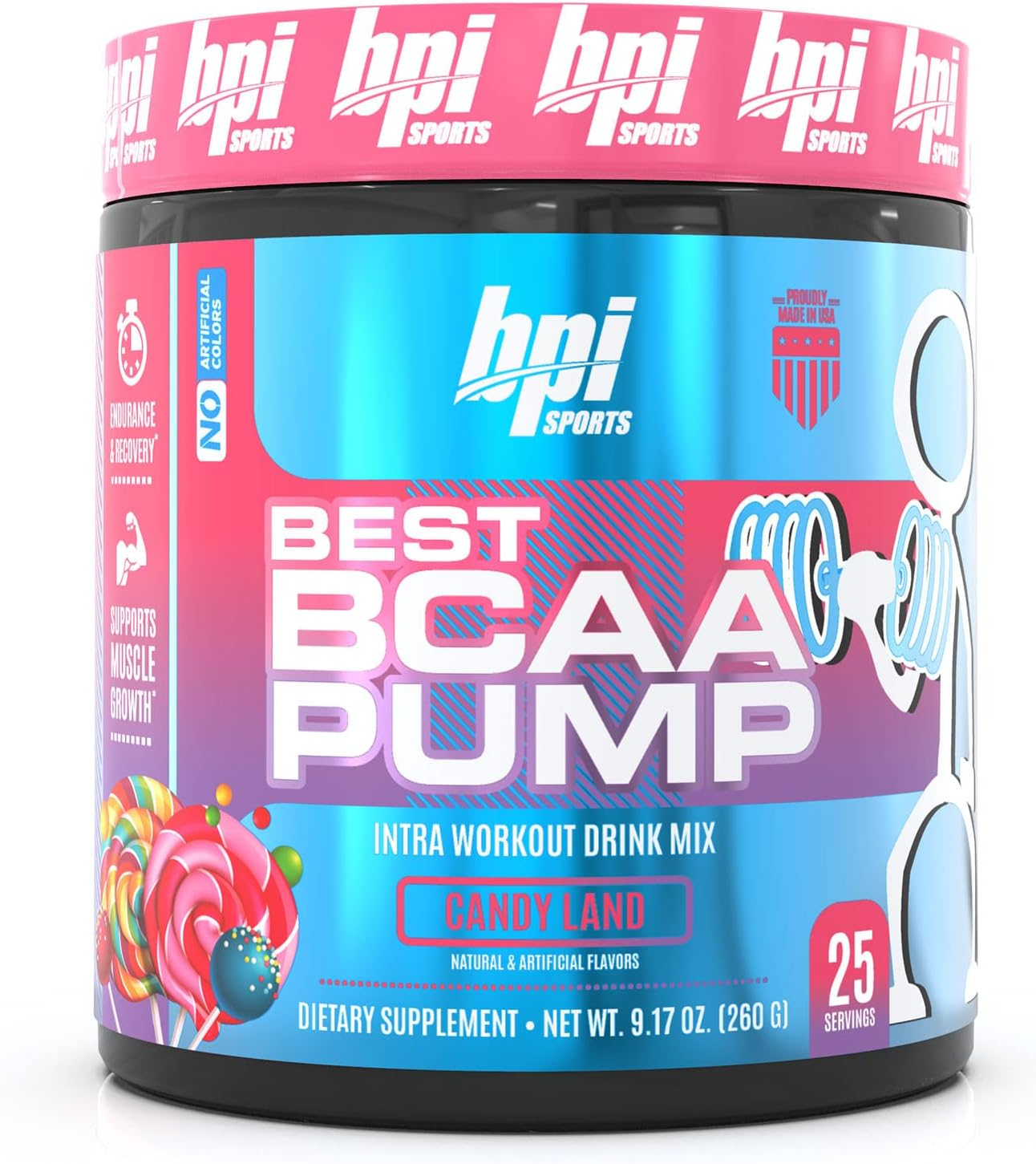 BPI Sports Best BCAA Pump - BCAA Powder Intra Workout Sports Drink with Branched Chain Amino Acids for Hydration & Recovery, for Men & Women - Candy Land - 25 Servings