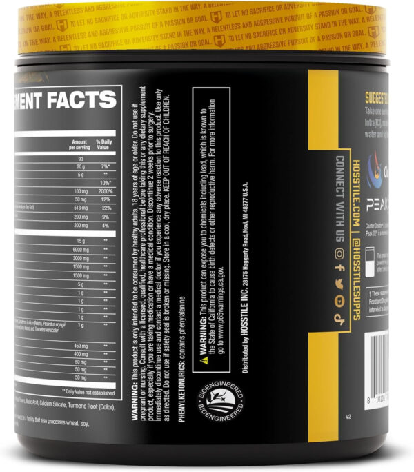 HOSSTILE Intra[R3] Intra Workout Powder, Intra Workout Carb, EAA & BCAA Drink, Enhance Energy & Endurance, Improve Muscle Recovery, Build Lean Muscle, Orange, 20 Servings