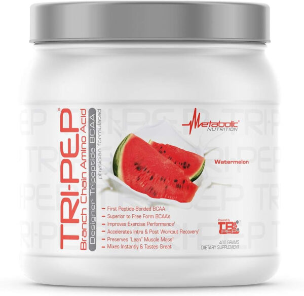 Metabolic Nutrition - TRIPEP - Tri-Peptide Branch Chain Amino Acid, BCAA Powder, Pre Intra Post Workout Supplement, Green Apple, 400 Grams (40 Servings)