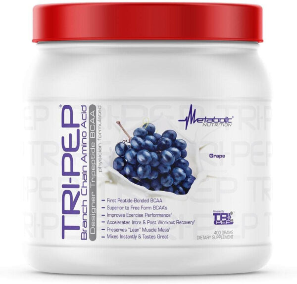 Metabolic Nutrition - TRIPEP - Tri-Peptide Branch Chain Amino Acid, BCAA Powder, Pre Intra Post Workout Supplement, Green Apple, 400 Grams (40 Servings)